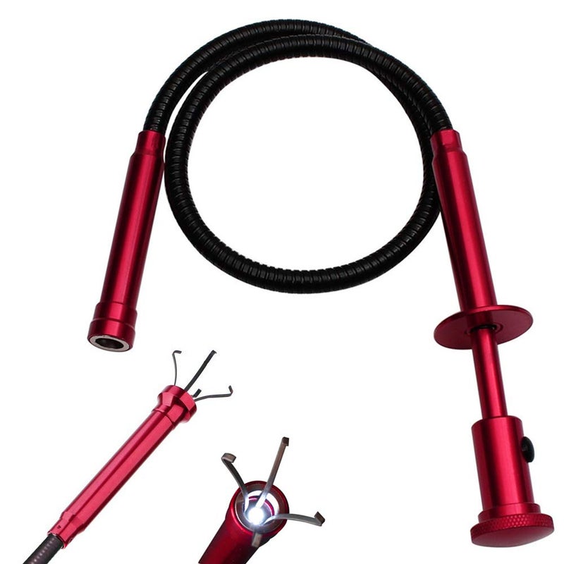 Junrbx Stereotype four-claw magnetic gripping tool with LED light stainless steel spring can be fixed in different shapes without bounce 2 in 1 magnetic pickup (Directional four-jaw picker-03) - Image 1